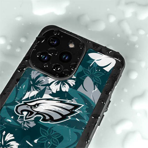 NFL Philadelphia Eagles Tropical Print iPhone 15 Pro Waterproof Case